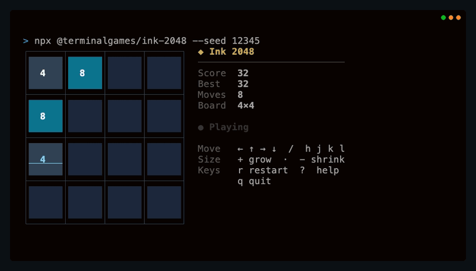 2048 terminal screenshot