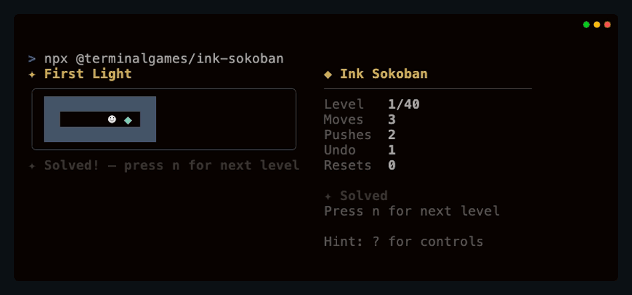 Sokoban terminal screenshot