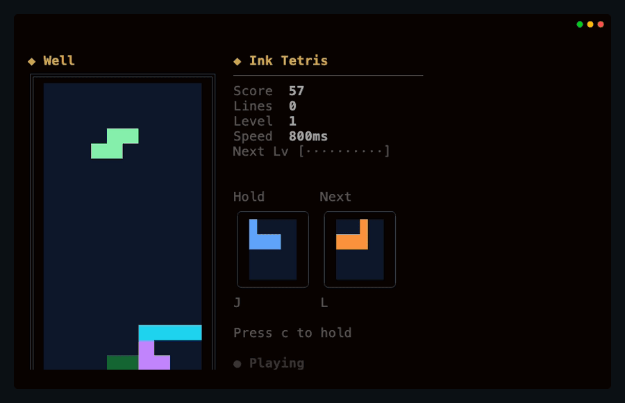Tetris terminal screenshot